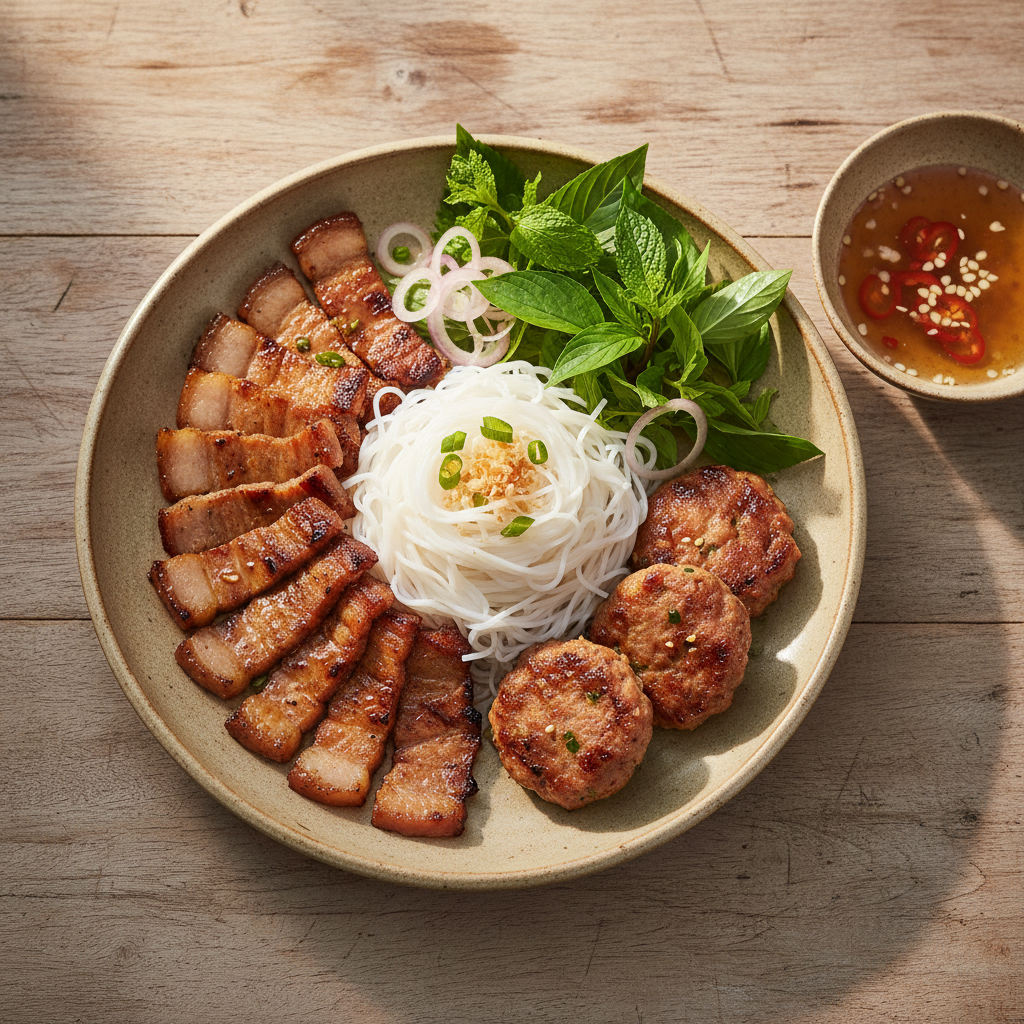 Bún Chả (Vietnamesische gegrillte Schweinefleisch-Nudeln)