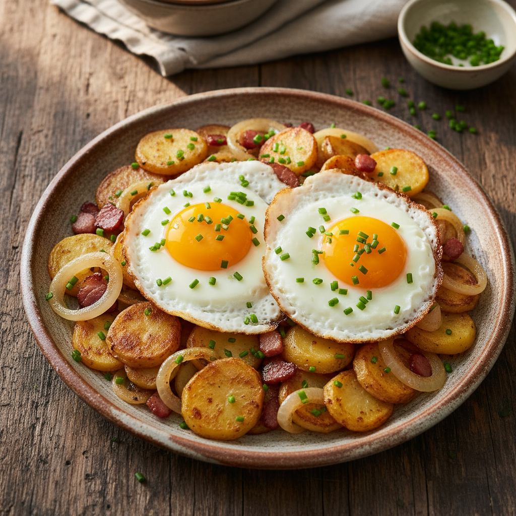 Bratkartoffeln mit Spiegelei (Fried Potatoes with Fried Egg)