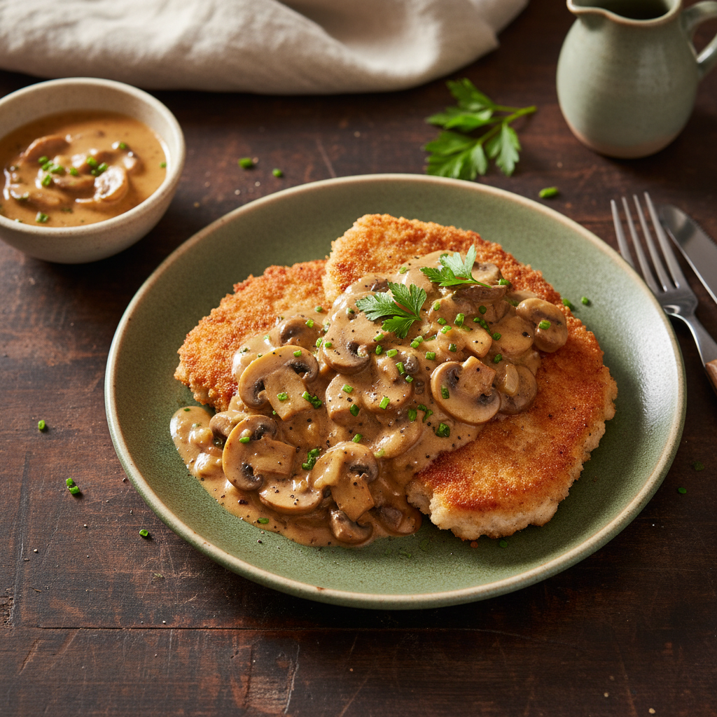 Jägerschnitzel with Mushroom Cream Sauce