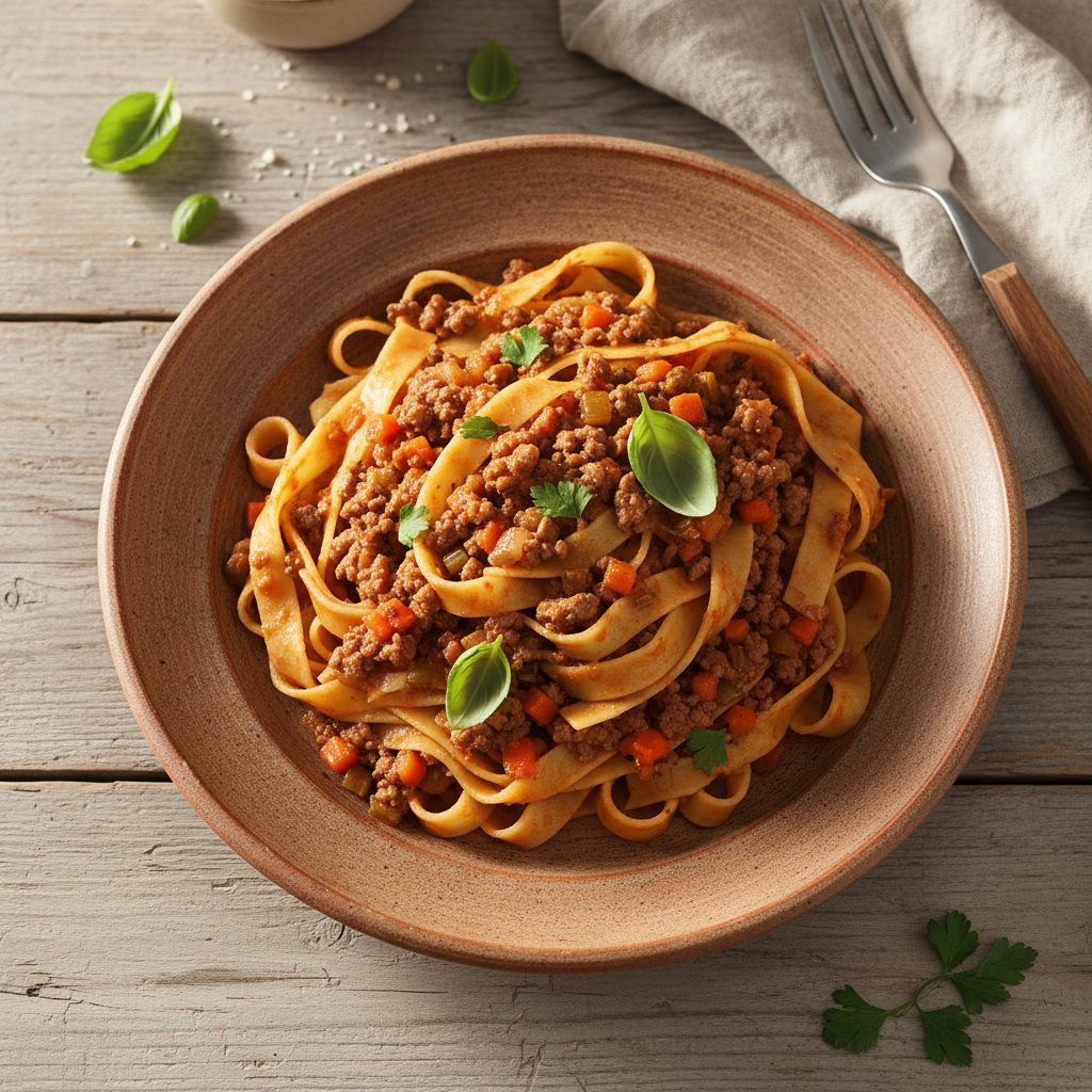 Tagliatelle al Ragù (Tagliatelle mit Bolognesesauce)