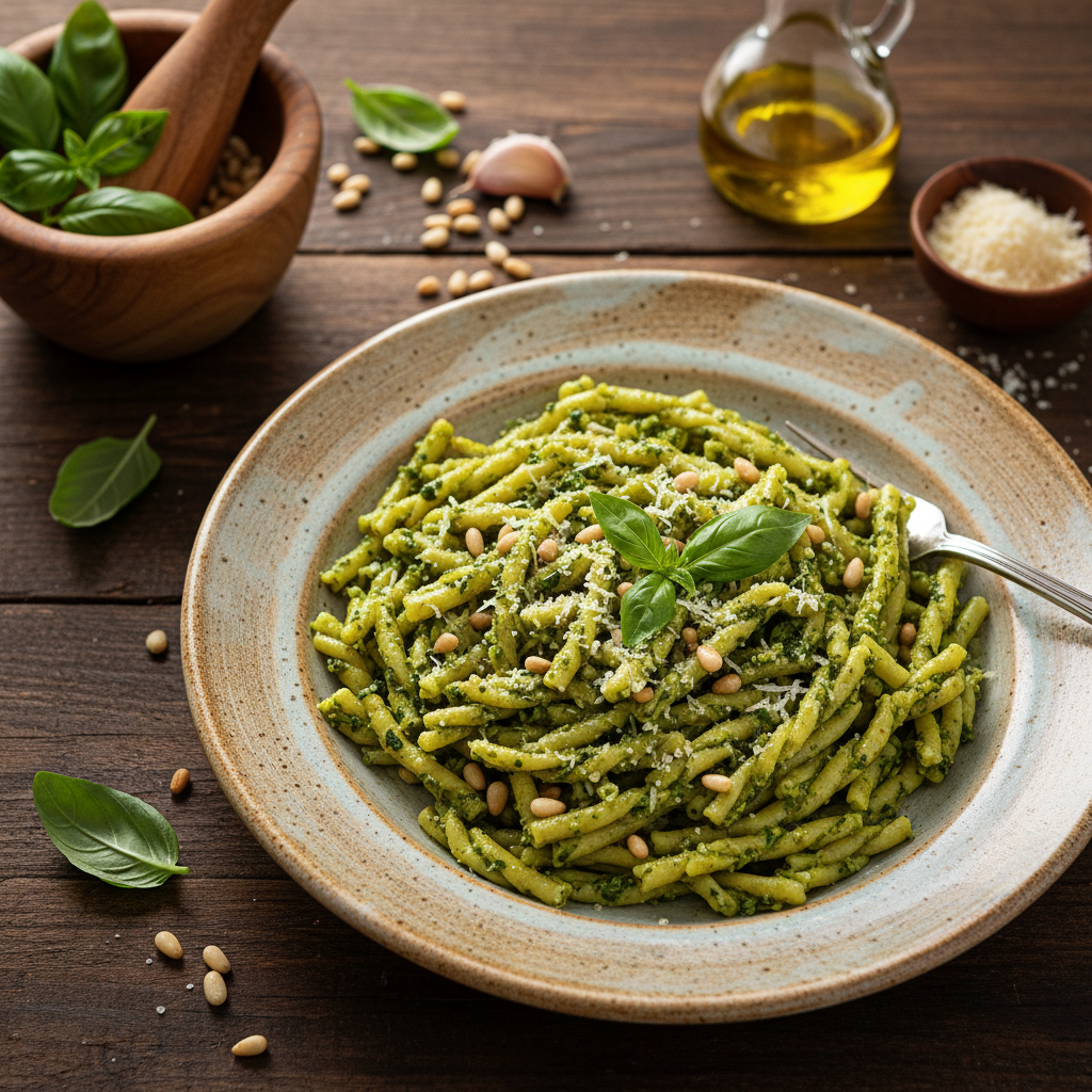 Pasta al Pesto Genovese (Pasta mit Pesto Genovese)