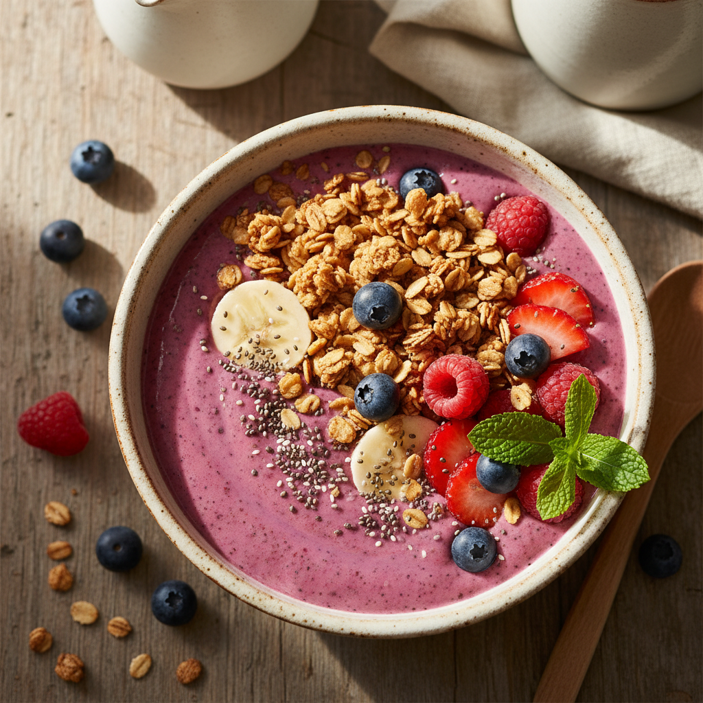 Beeren-Smoothie Bowl mit Granola (Berry Smoothie Bowl with Granola)