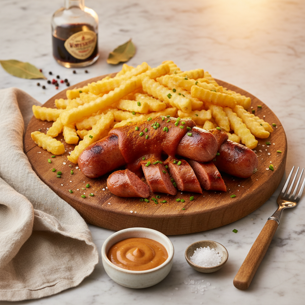 Currywurst mit Pommes (Curry Sausage with Fries)
