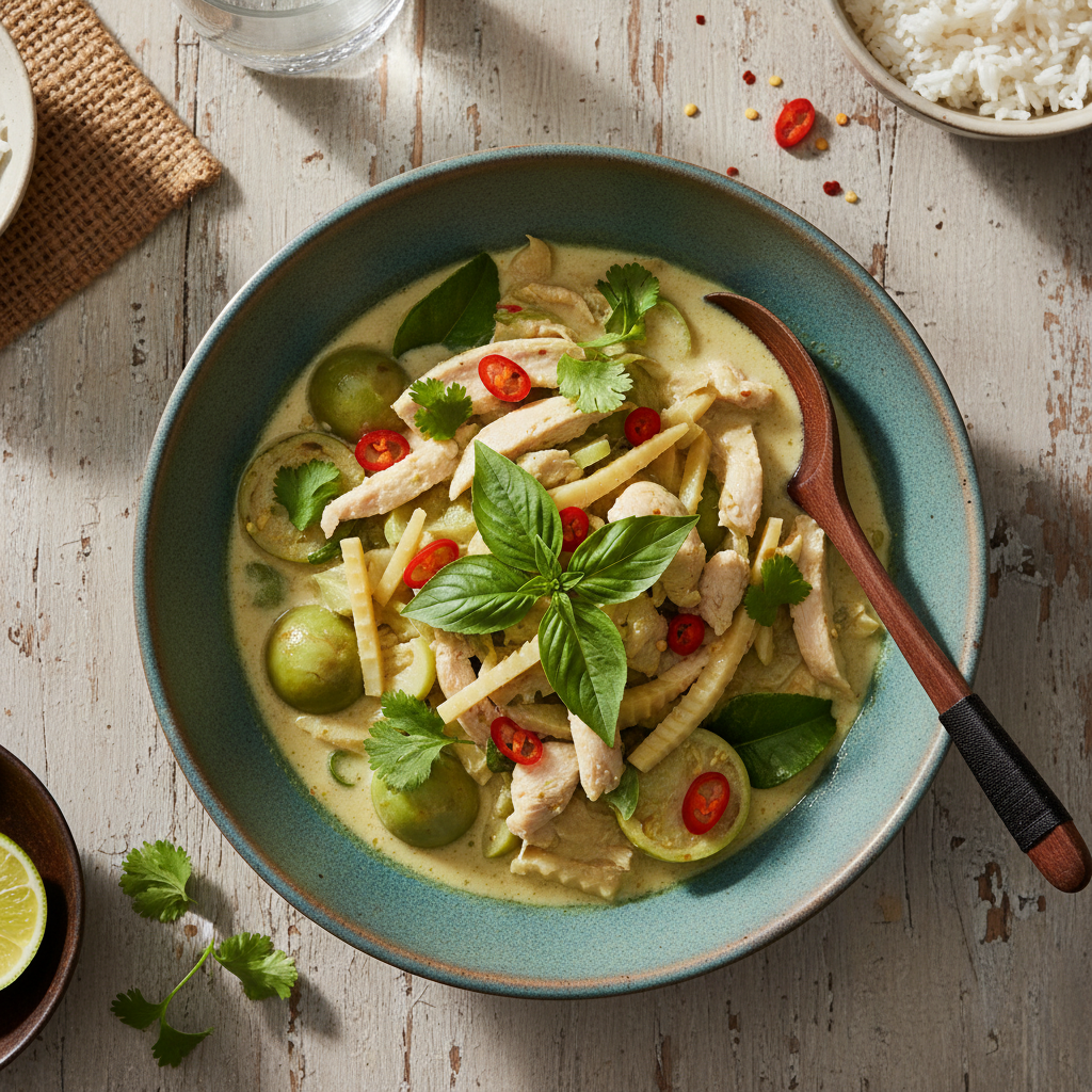 Grünes Thai-Curry mit Huhn (Thailändisches Grünes Curry mit Huhn)