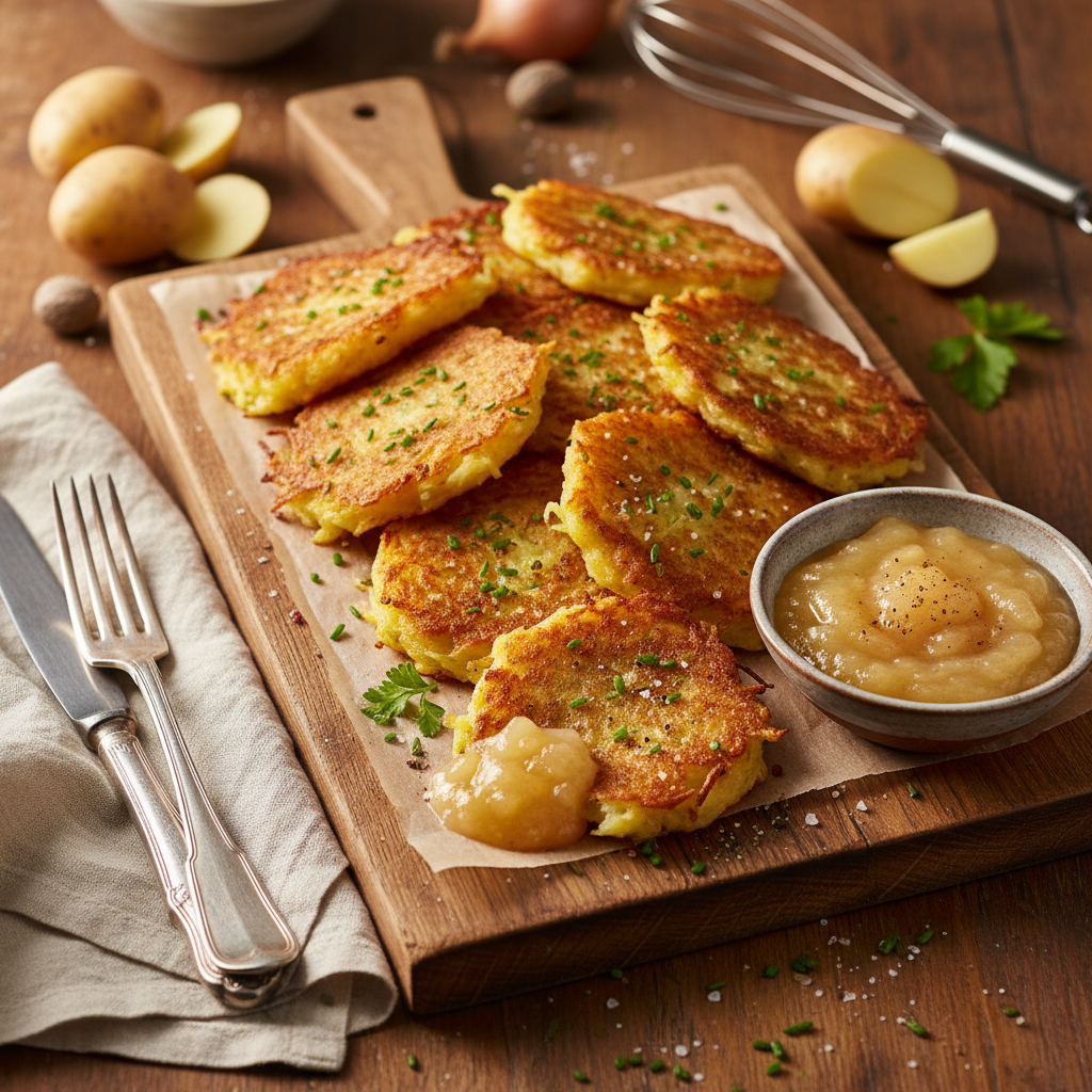 Kartoffelpuffer mit Apfelmus (Potato Pancakes with Apple Sauce)