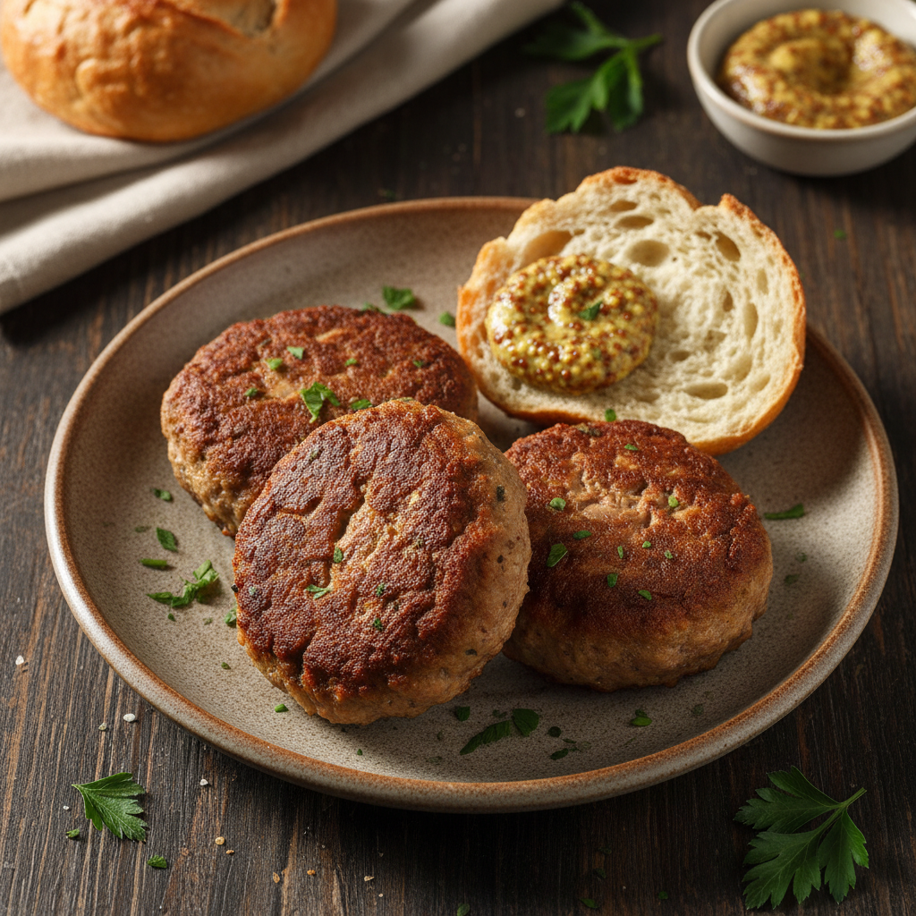 German Frikadellen with Mustard and Rolls