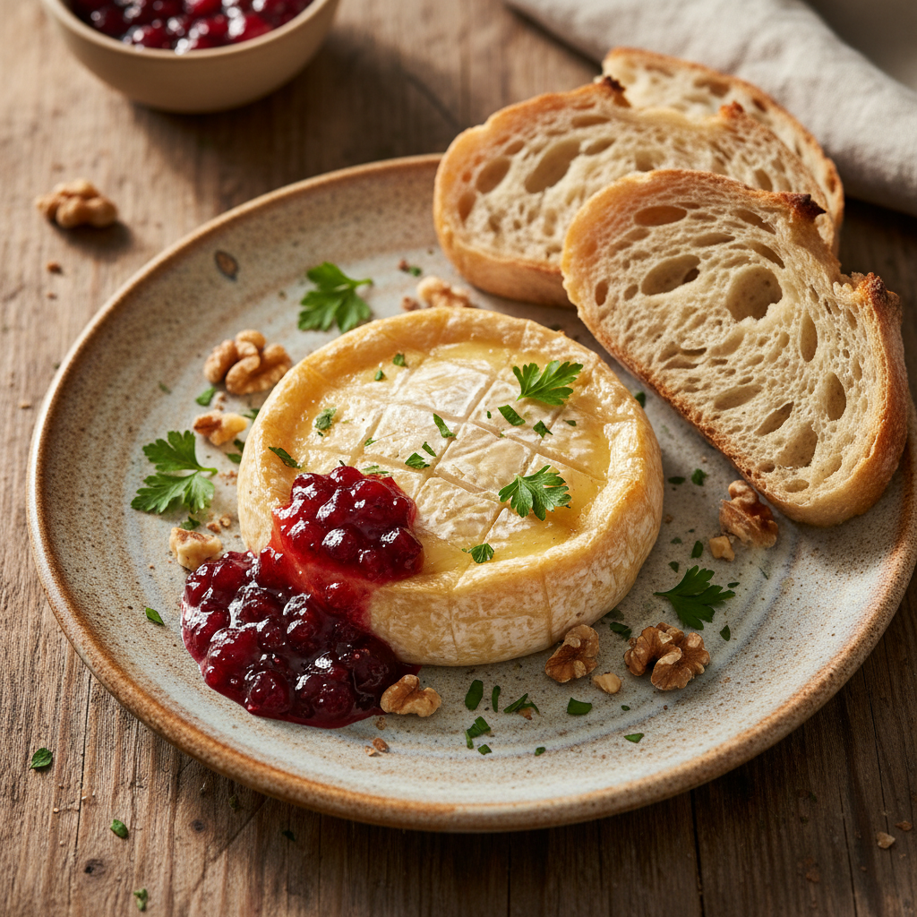 Gebackener Camembert mit Preiselbeeren (Baked Camembert with Lingonberries)