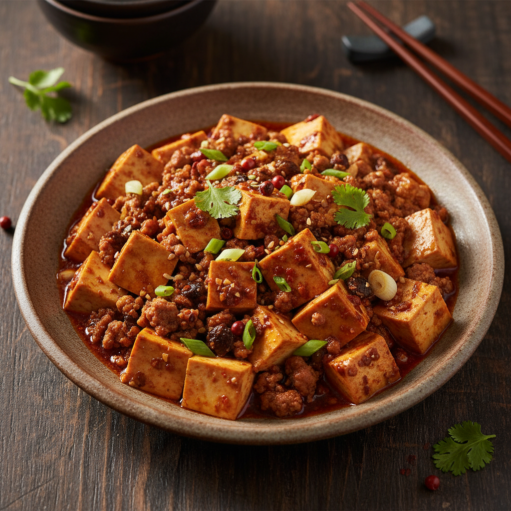Mapo Tofu (Chinesischer scharfer Tofu mit Schweinefleisch)