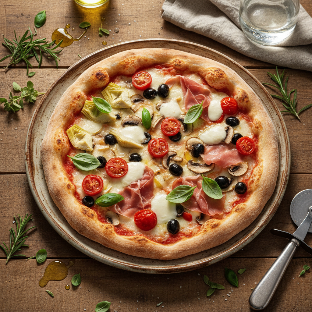 Pizza Quattro Stagioni (Pizza Vier Jahreszeiten)