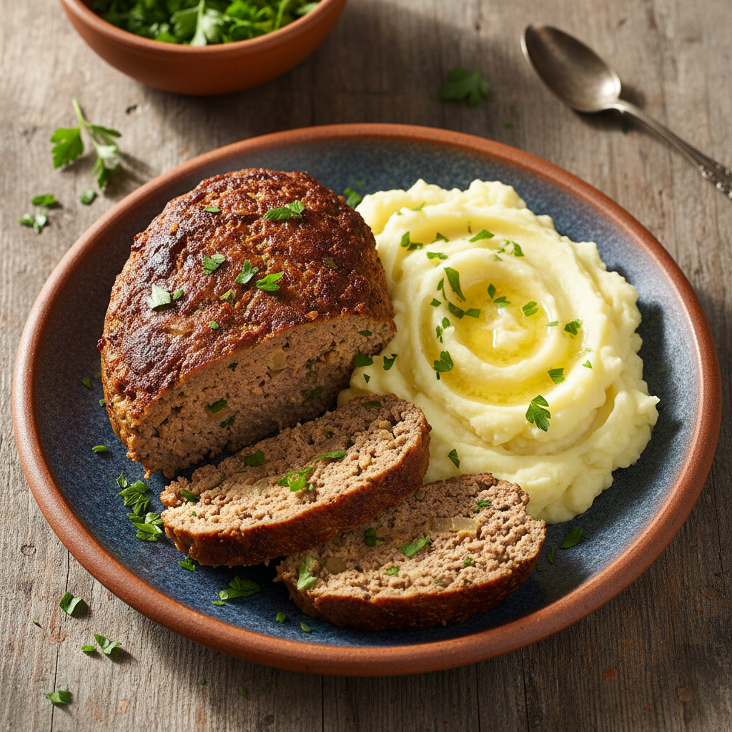 Hackbraten with Mashed Potatoes