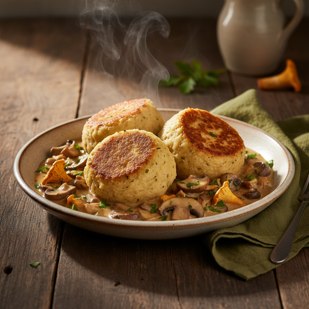 Semmelknödel with Creamy Mushroom Sauce