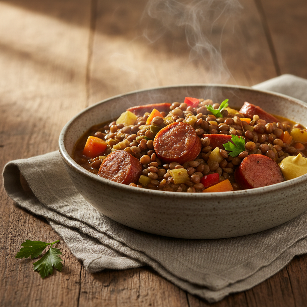 Lentil Stew with Sausages
