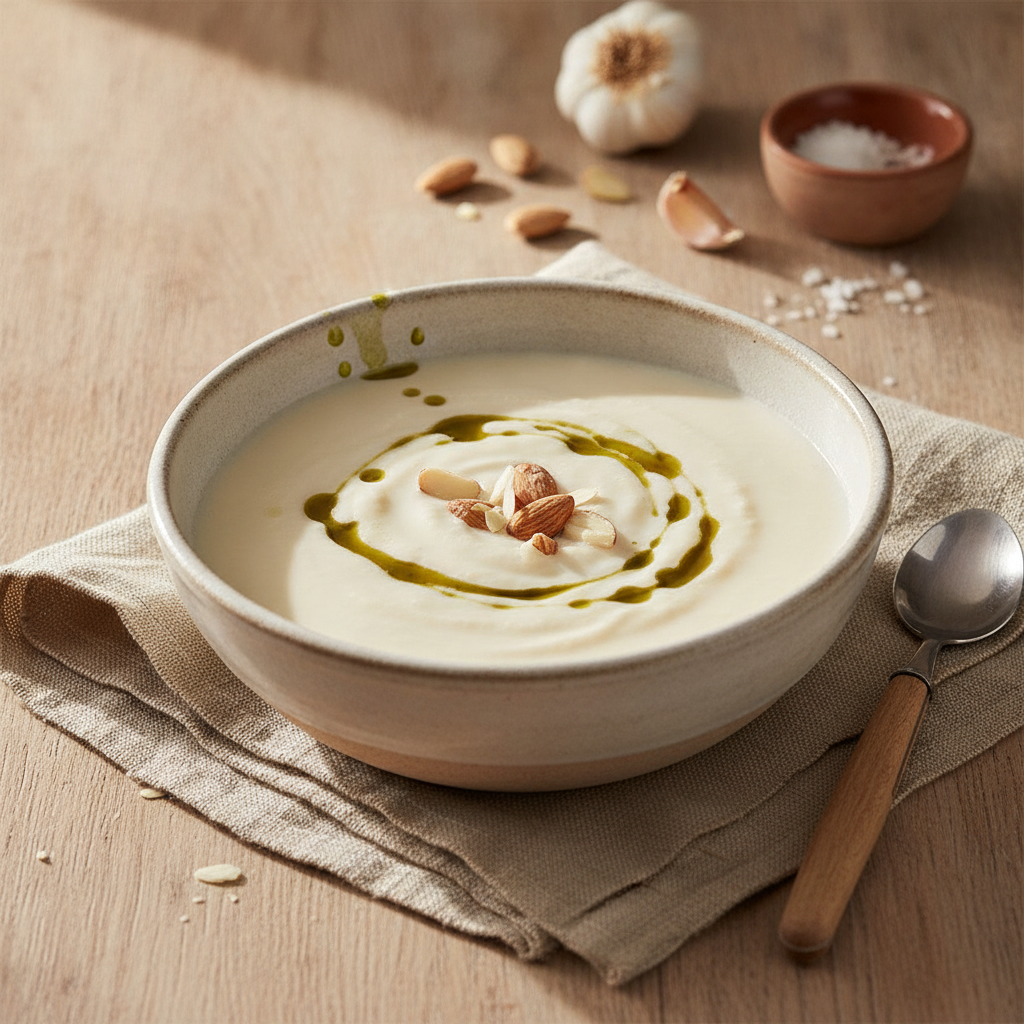Refreshing Cold White Garlic and Almond Soup