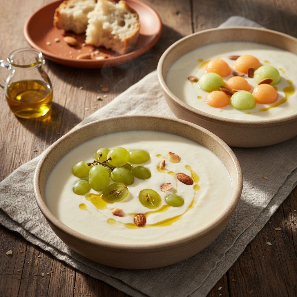 Cold Almond and Garlic Soup with Muscat Grapes (Ajoblanco Malagueño)