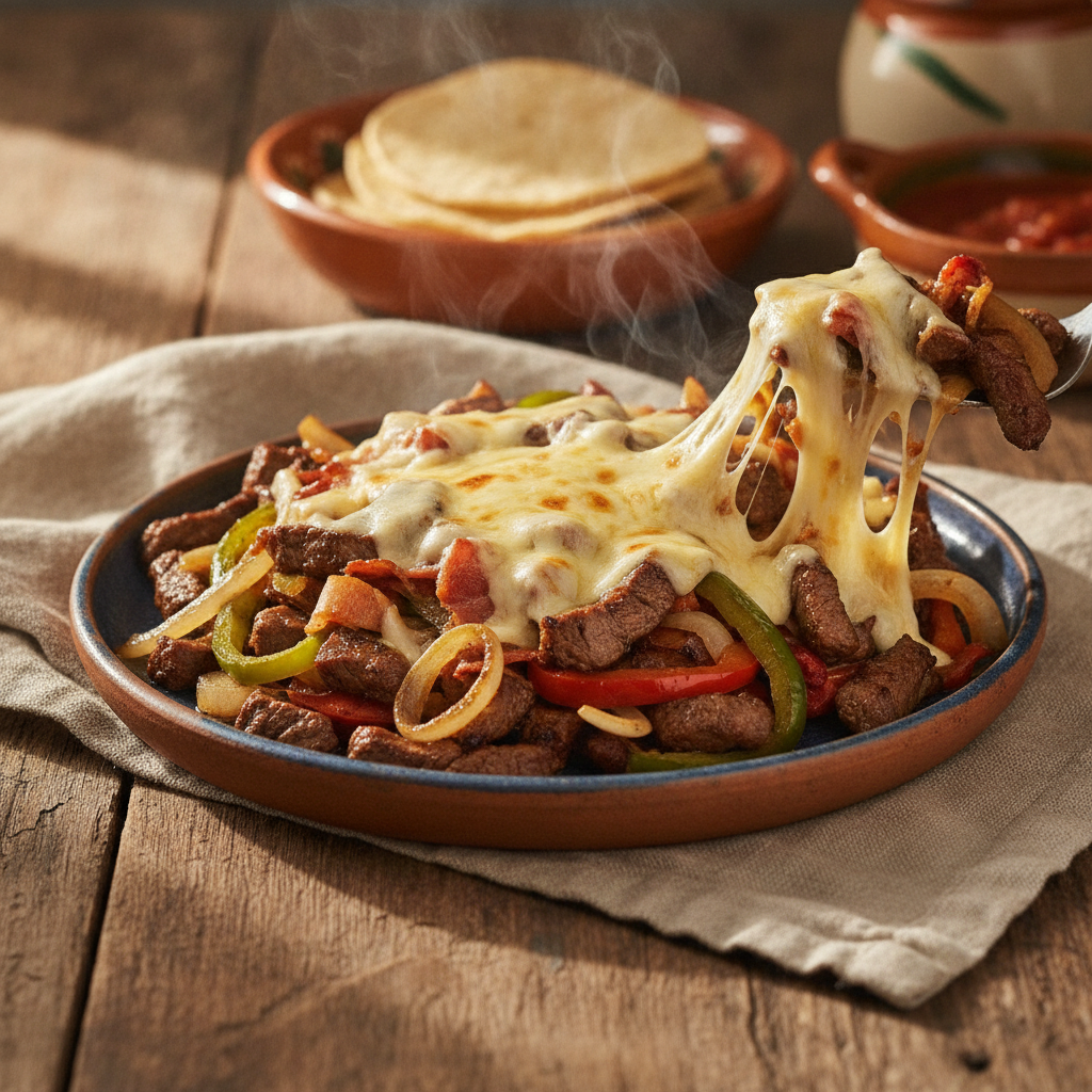 Alambre: Grilled Meat, Bacon, Peppers, Onions, and Cheese