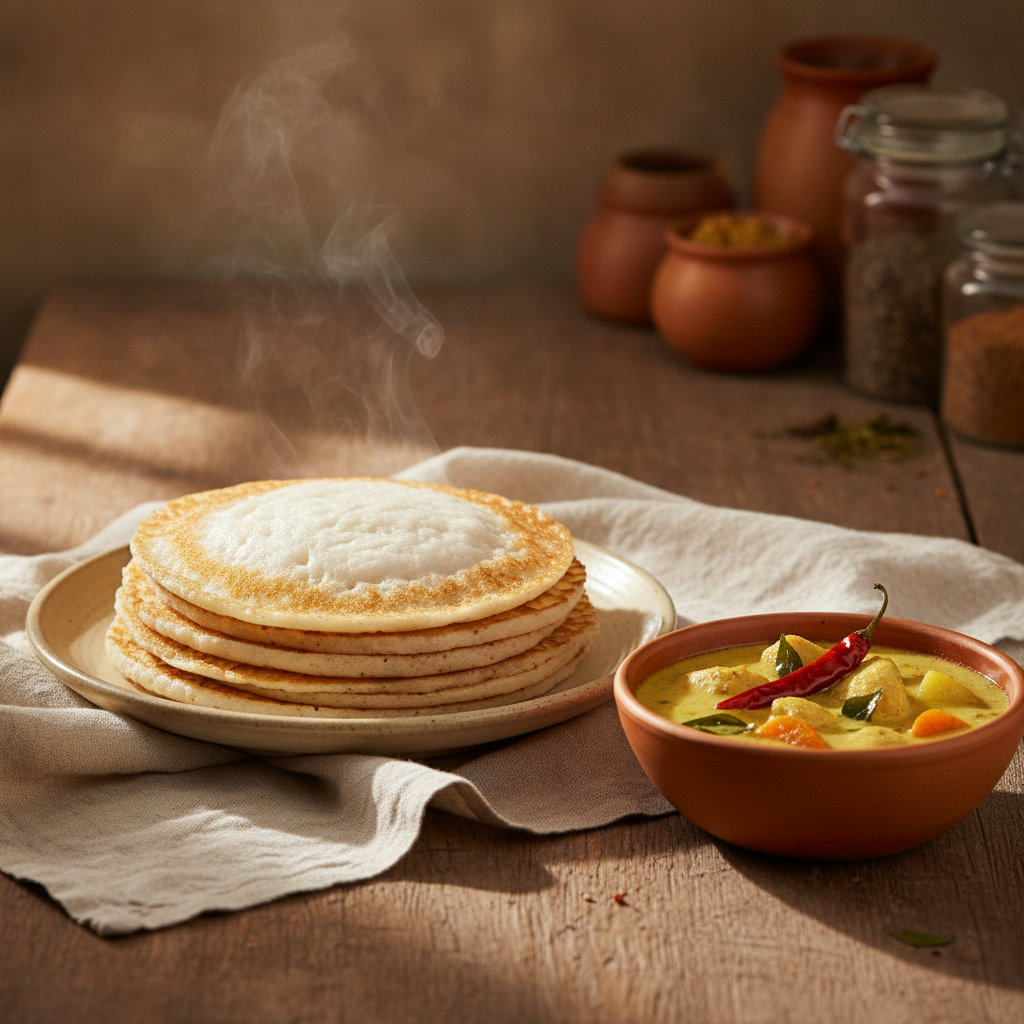 Appam: Kerala Lace Pancakes with Stew