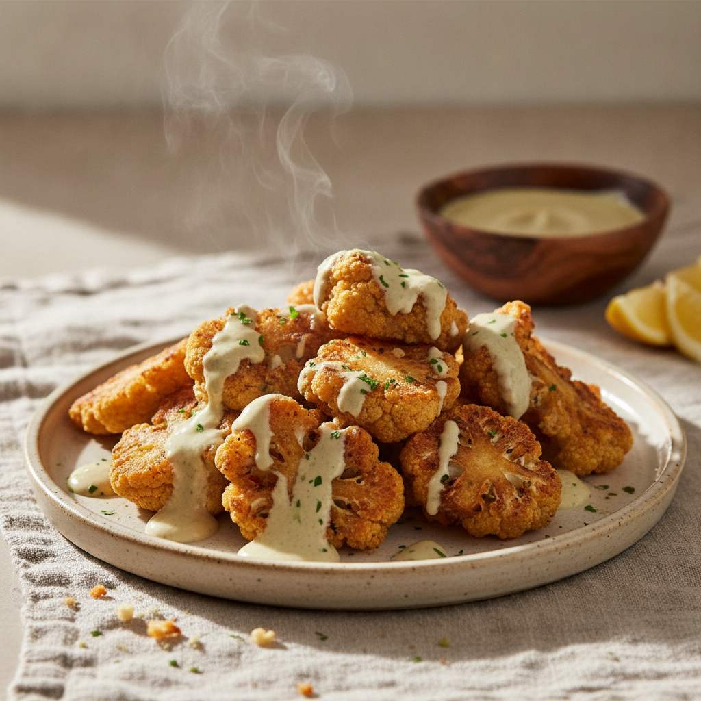 Arnabeet Mekli Fried Cauliflower with Tahini Sauce