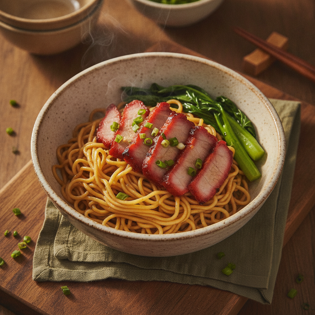 Egg Noodles with Red BBQ Pork