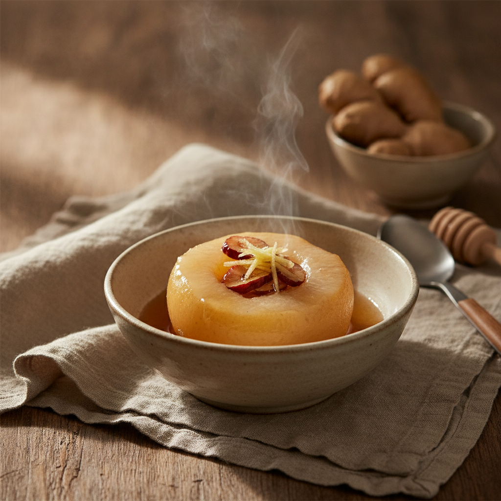 Soothing Steamed Pear Dessert with Ginger and Honey