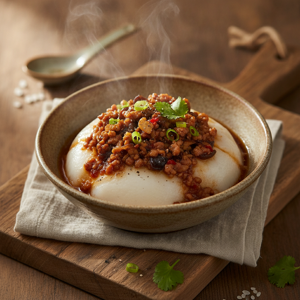 Hot Savory Rice Flour Cake with Minced Pork