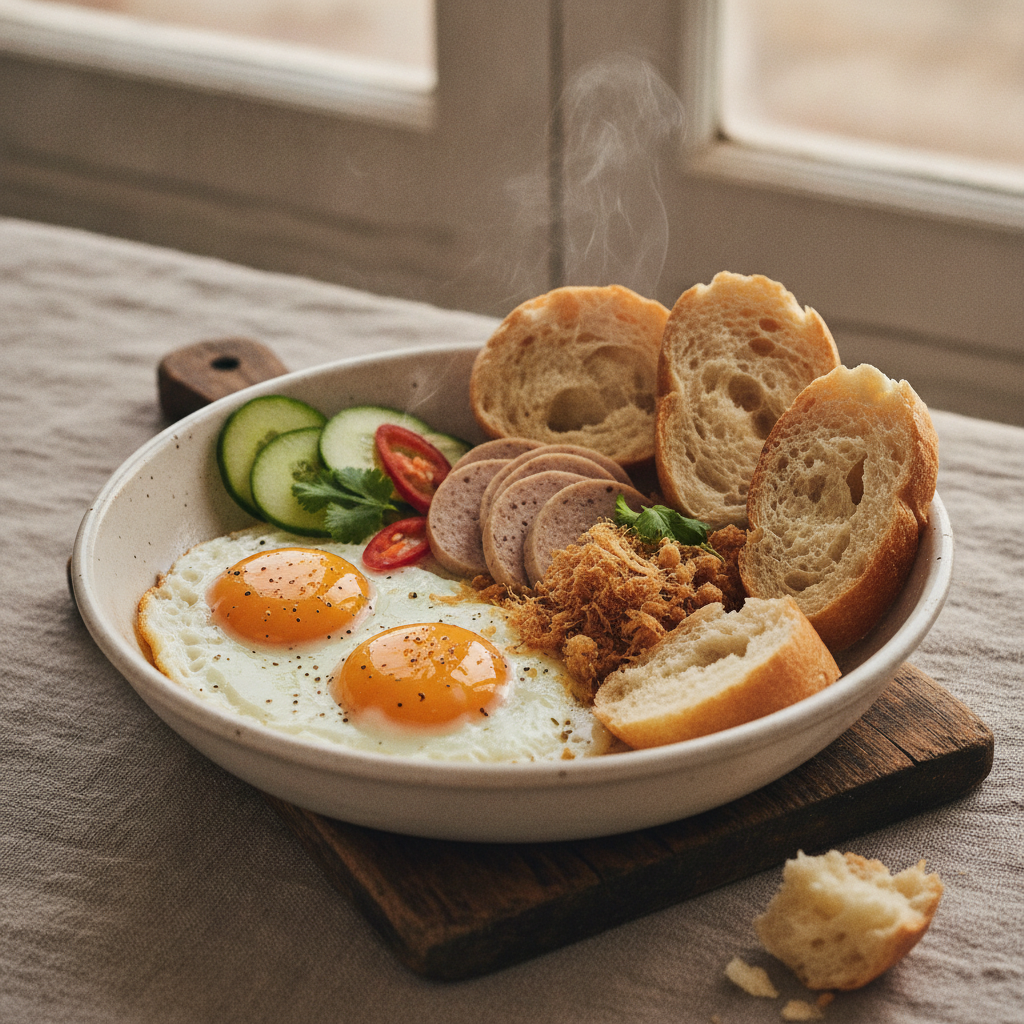 Pan Fried Vietnamese Bread with Eggs