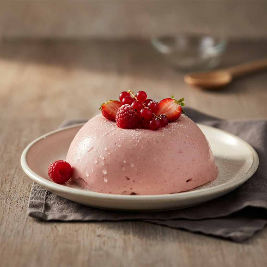 Bavarois aux Fruits Rouges: Light red berry Bavarian cream