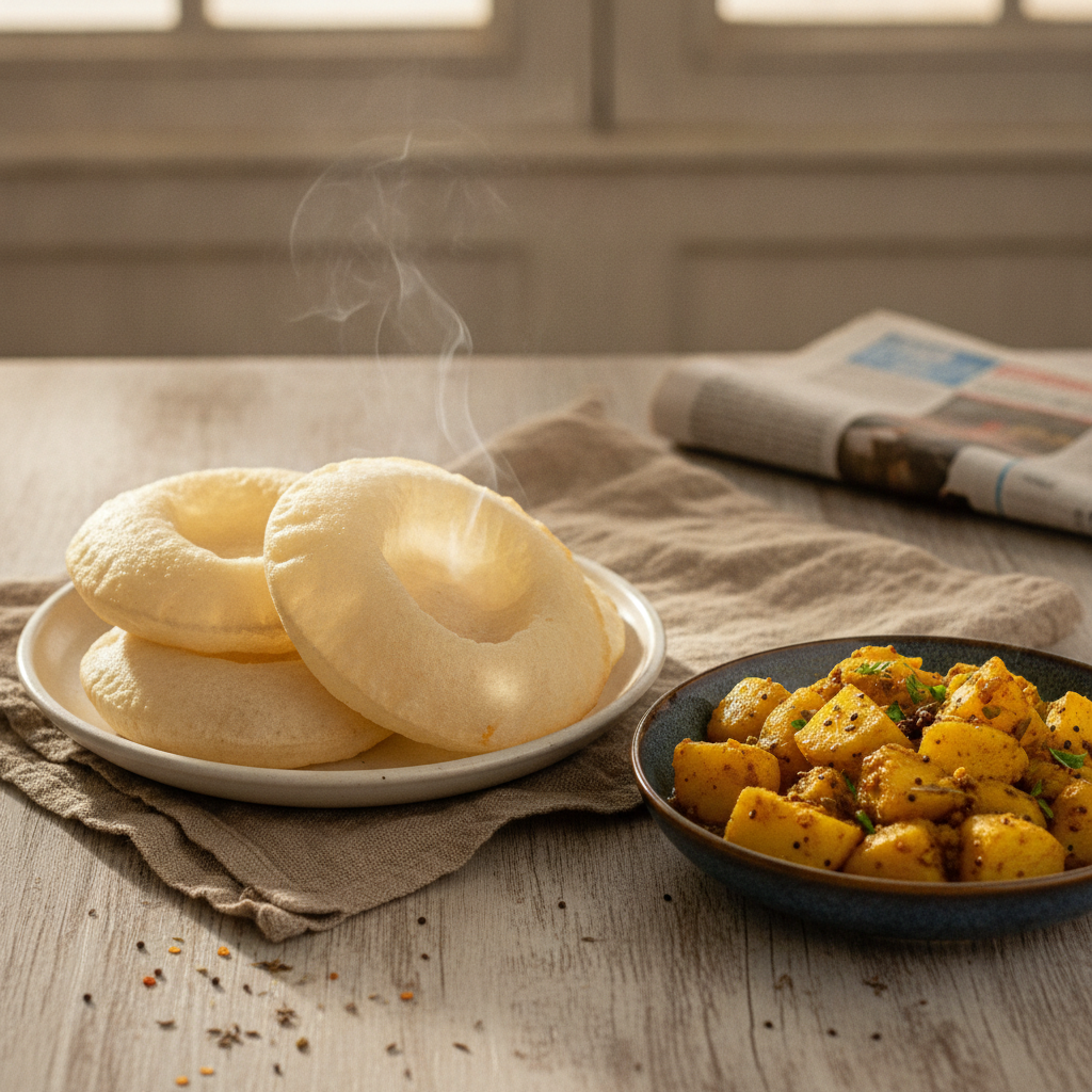 Bengali Luchi with Alur Torkari — Puffed Bread and Potato Curry, Sunday Morning Classic