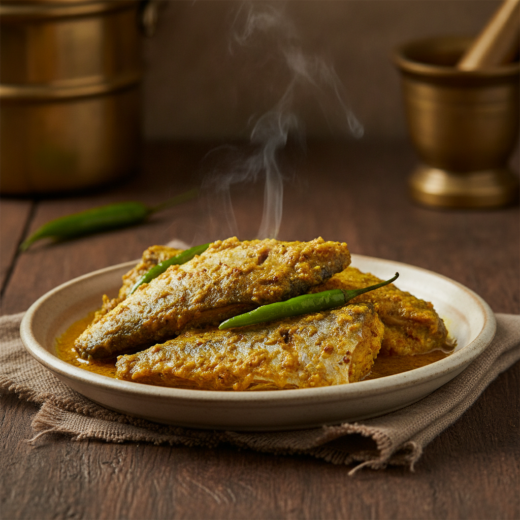 Bhape Ilish: Bengali Steamed Hilsa in Mustard-Coconut Paste