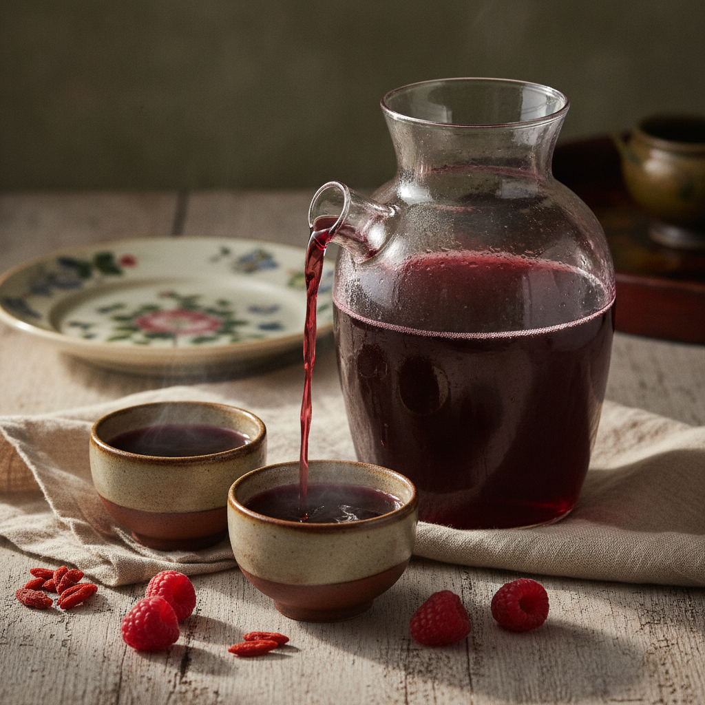 Traditional Korean Sweet Raspberry Wine for Celebrations