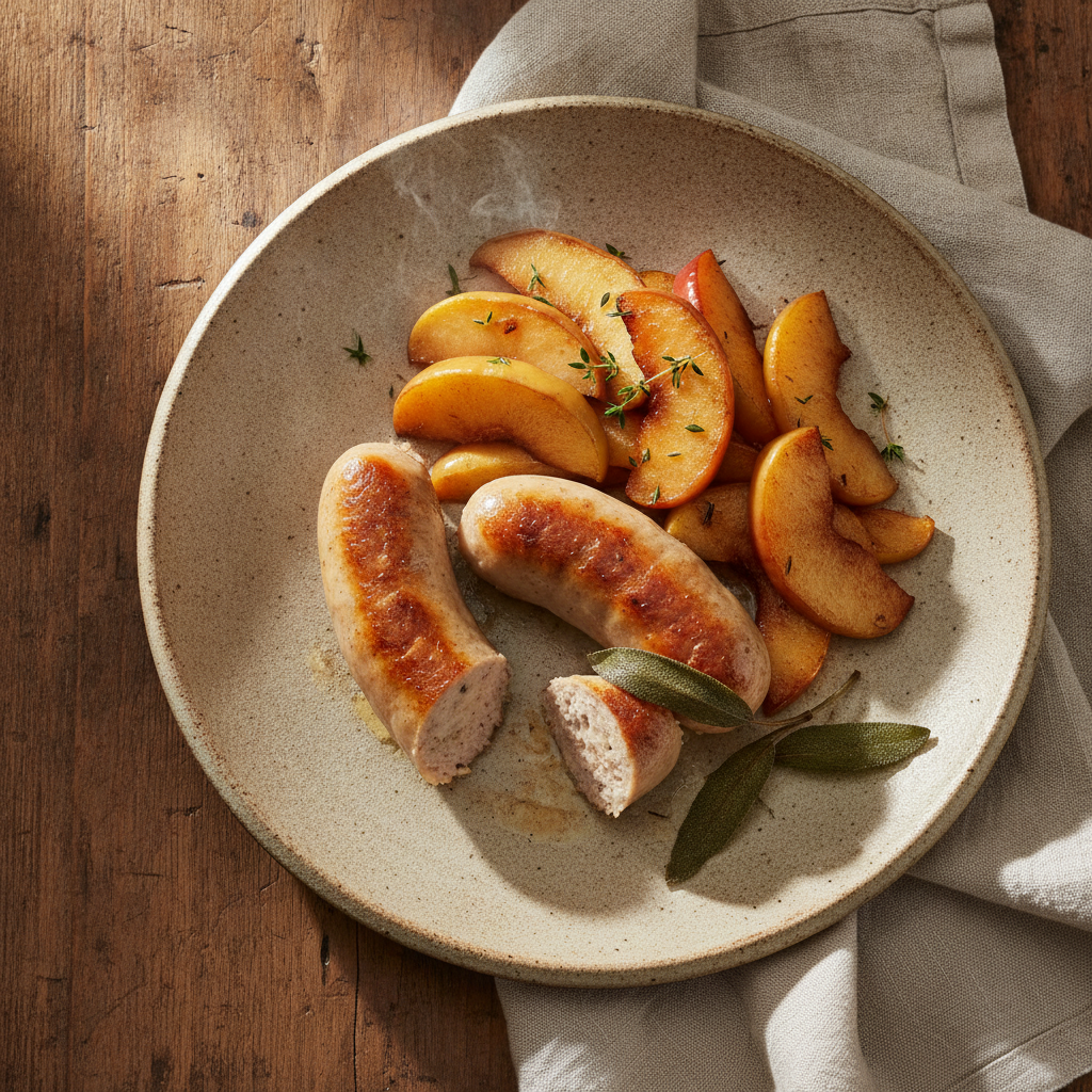 Boudin Blanc aux Pommes: White Sausage with Sautéed Apples