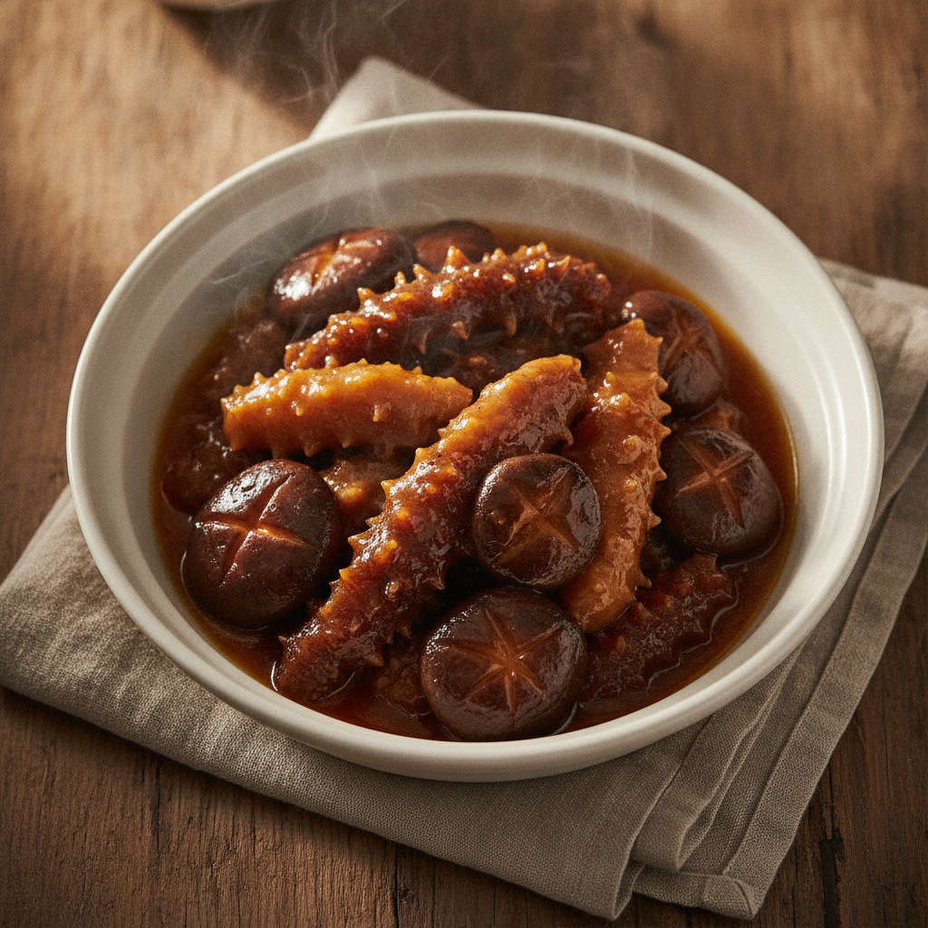 Braised Sea Cucumber with Shiitake and Oyster Sauce