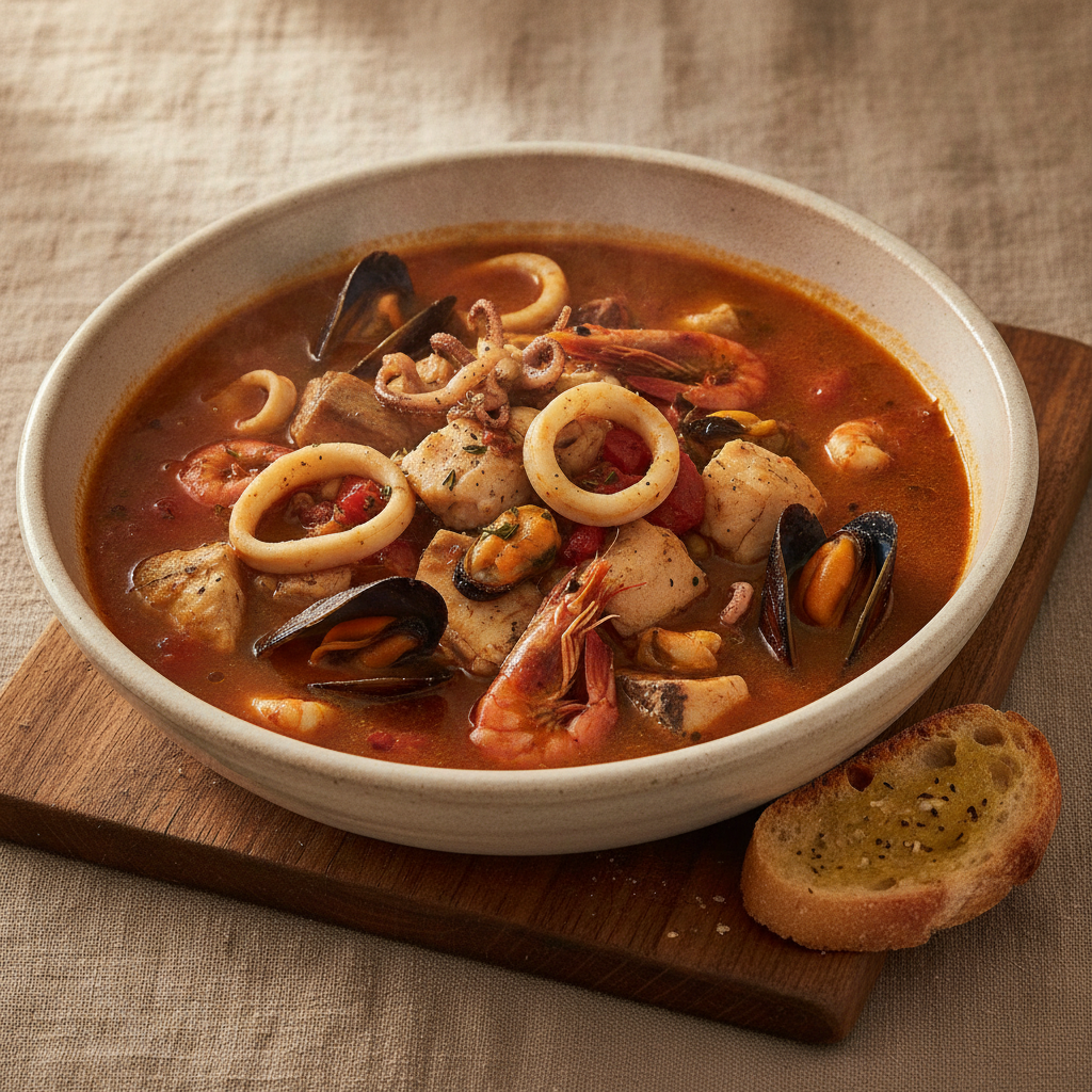 Brodetto di Pesce all'Anconetana — Adriatic Fish Stew with Vinegar and Tomato