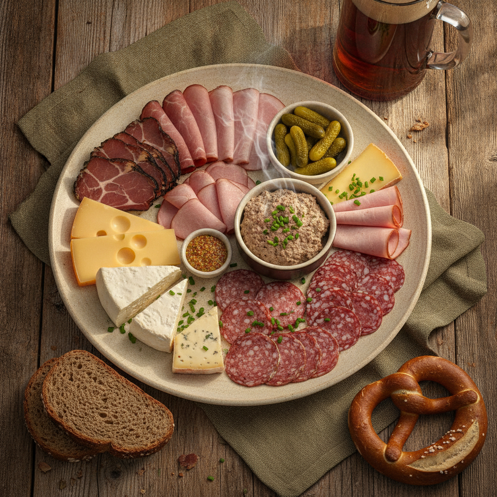 Traditional German Cold Cuts and Cheese Platter