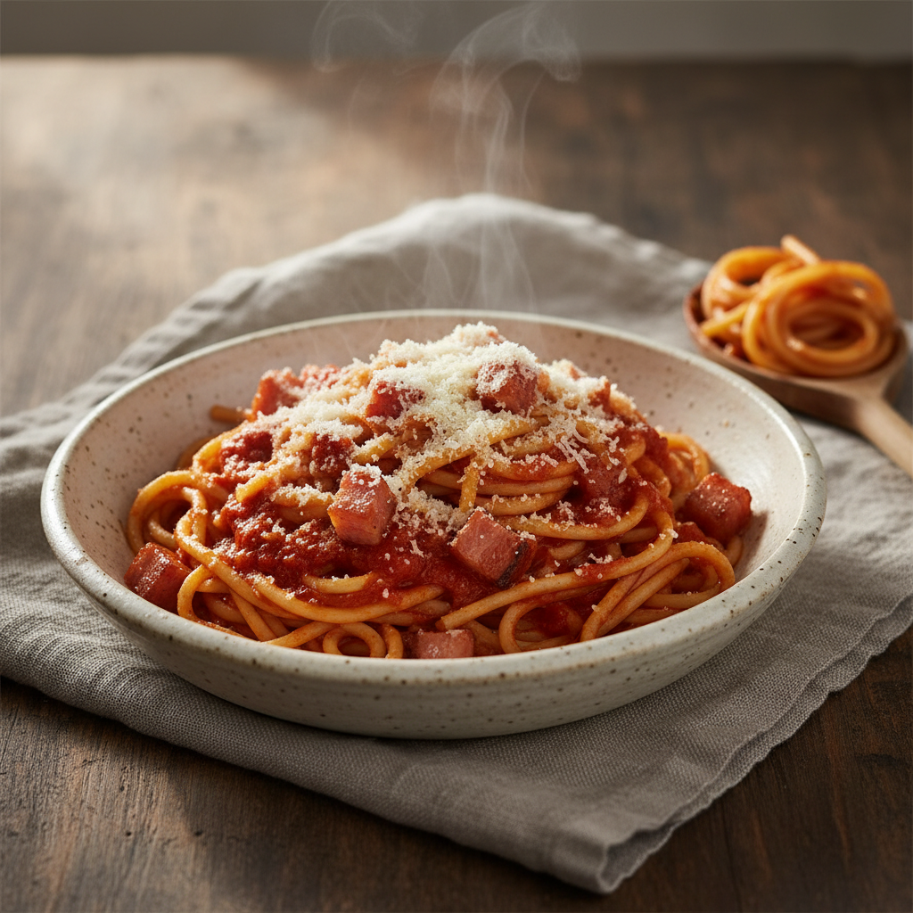 Proper Amatriciana: Guanciale, San Marzano, Pecorino, Nothing Else