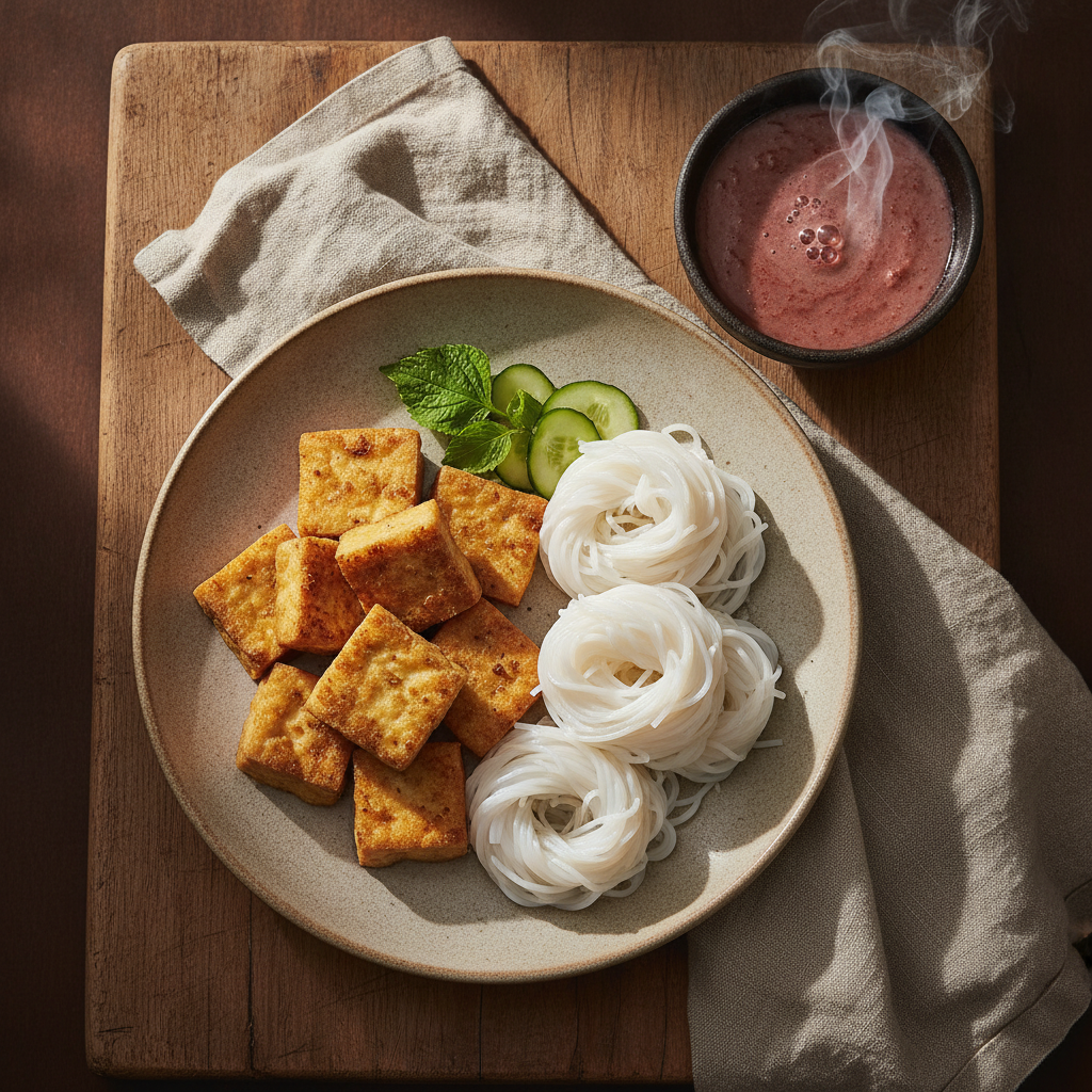 Vermicelli Noodles with Fried Tofu and Fermented Shrimp Paste