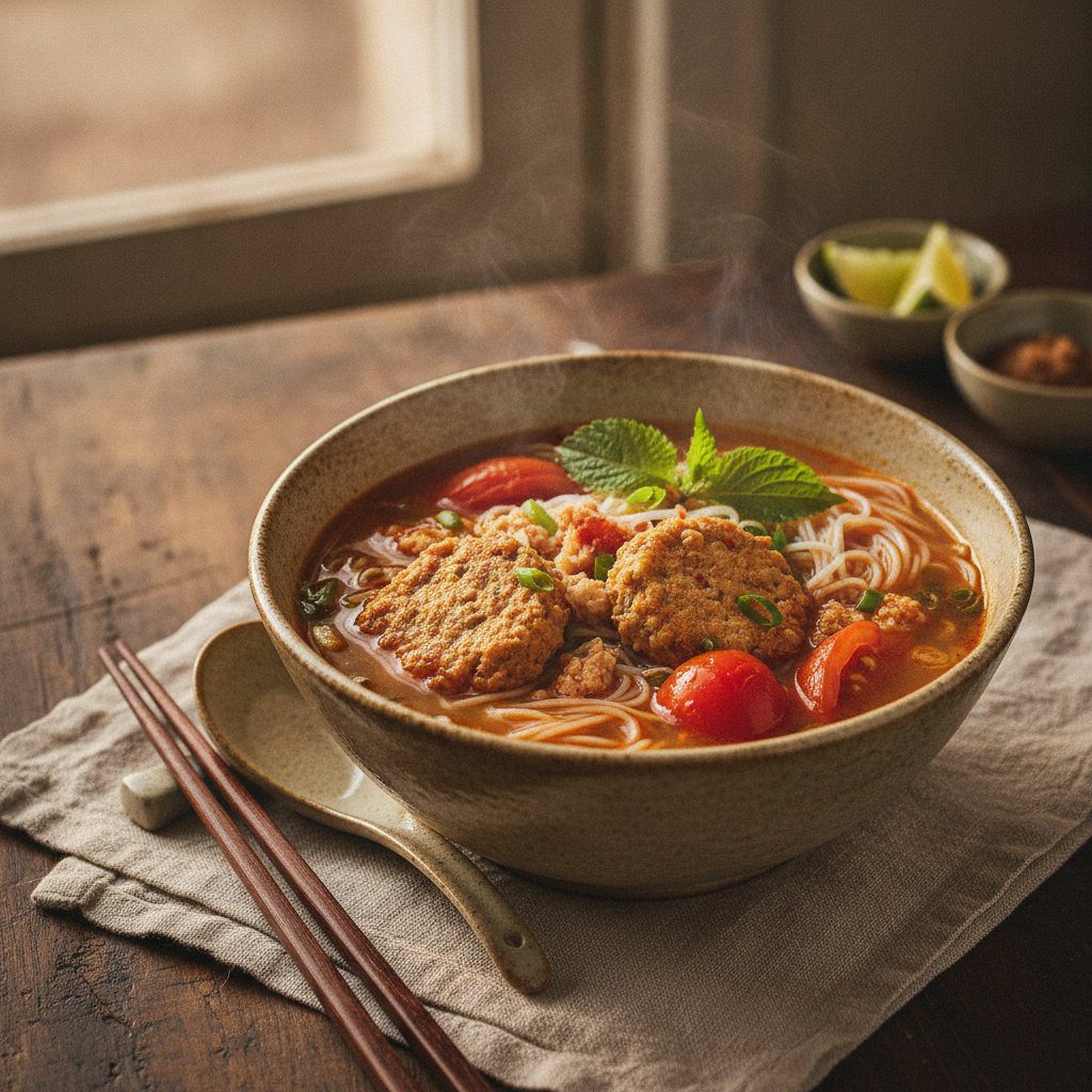 Savory Crab and Tomato Noodle Soup with Vermicelli