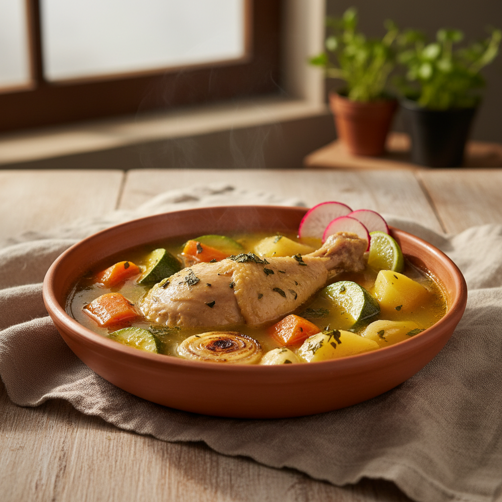 Caldo de Pollo — Mexican chicken broth with vegetables