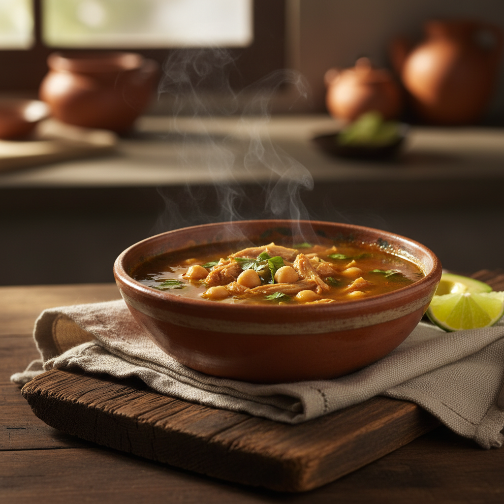 Caldo Tlalpeño — Chipotle chicken and chickpea soup