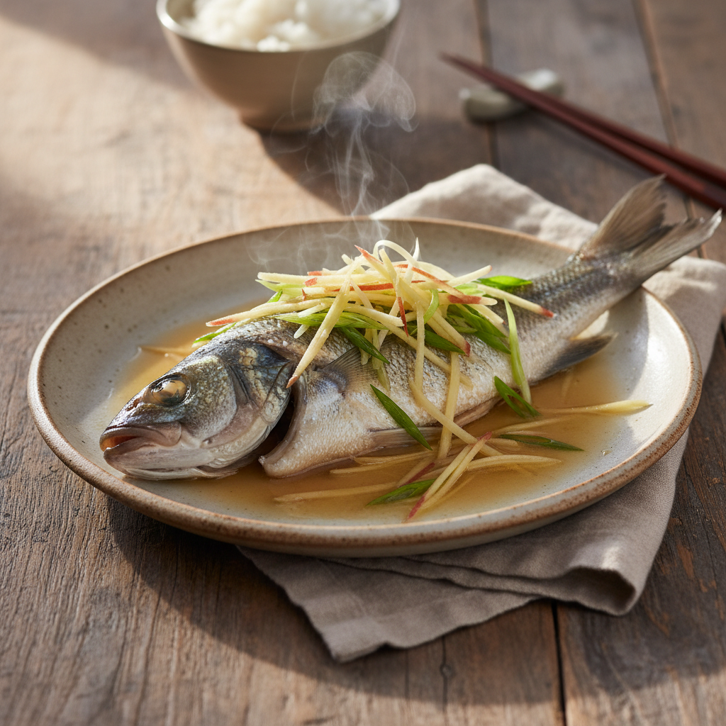 Cantonese Steamed Fish with Ginger and Scallion