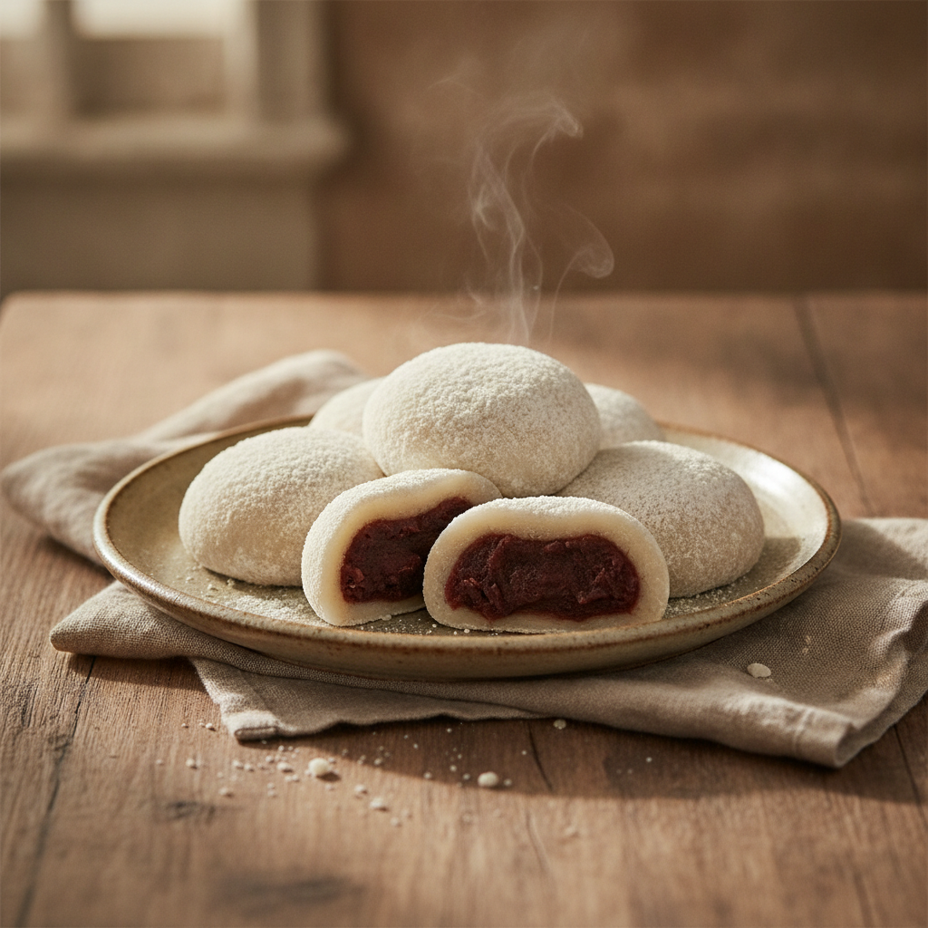 Sweet and Chewy Glutinous Rice Cake with Red Bean