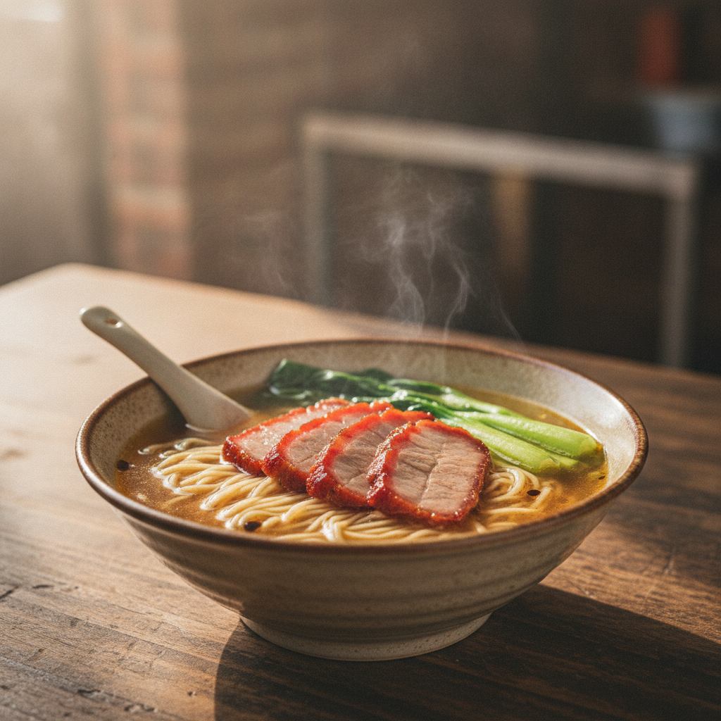 叉燒湯麵: Hong Kong Char Siu Egg Noodle Soup