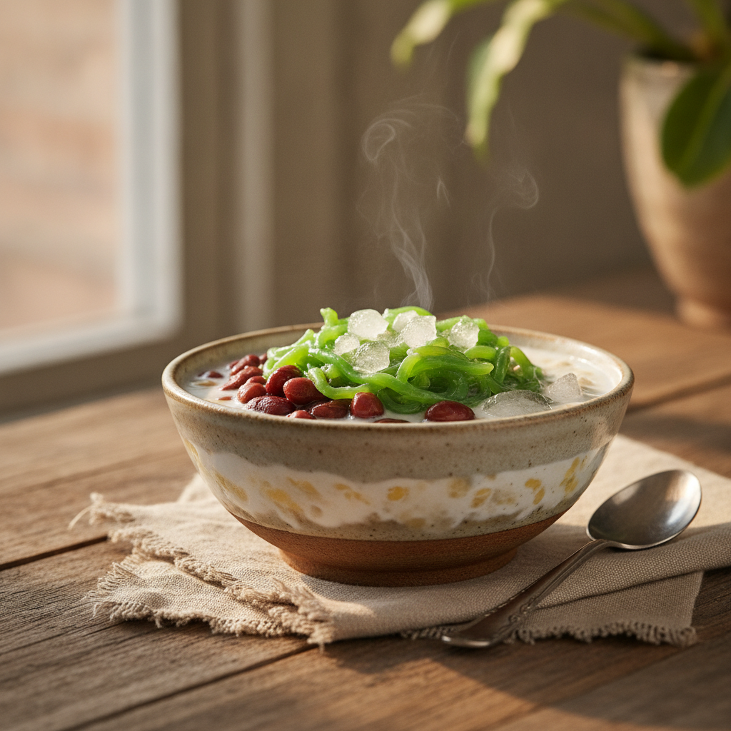 Refreshing Three-Color Layered Bean and Coconut Dessert