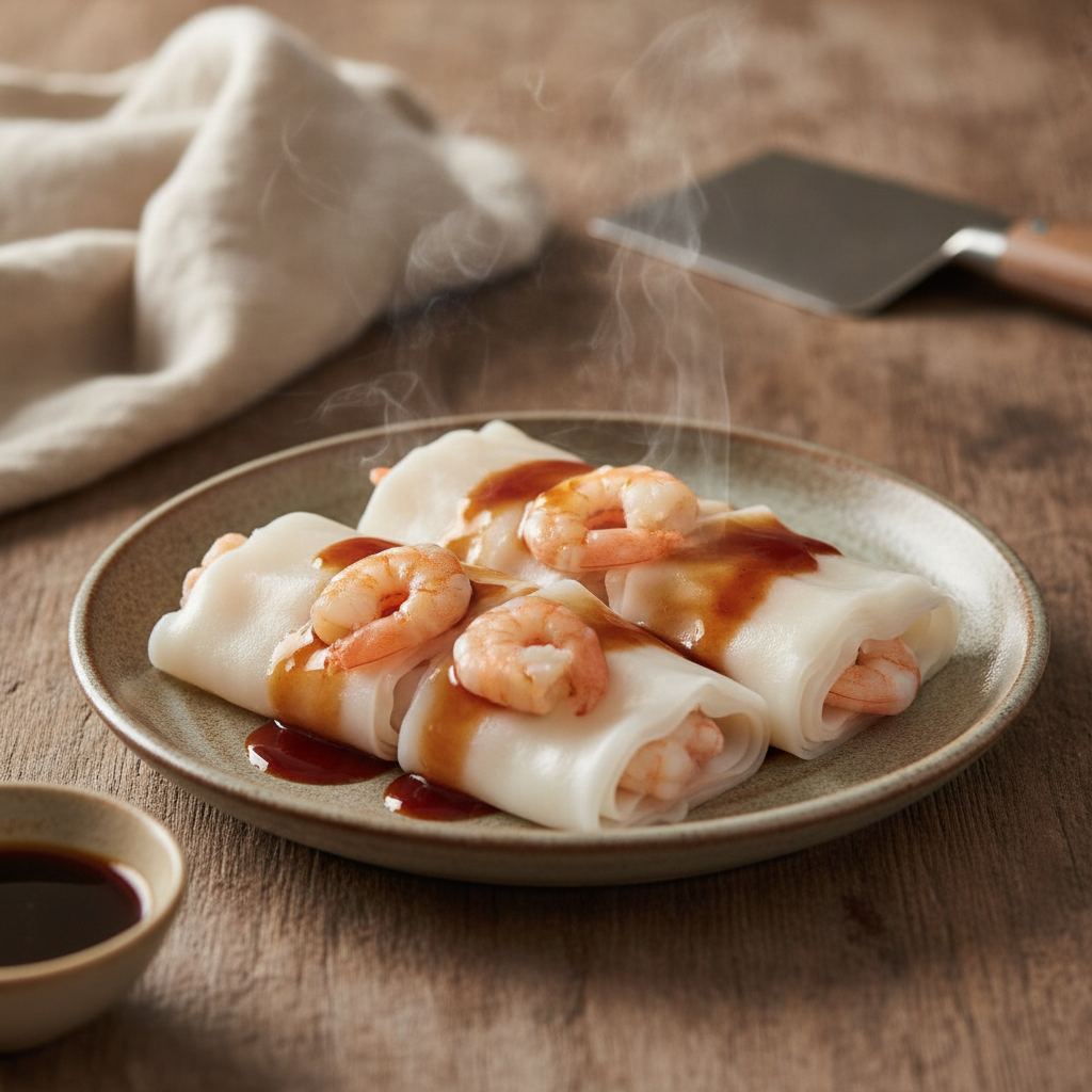 Cheung Fun: Silky Cantonese Rice Noodle Rolls with Sweet Soy Sauce