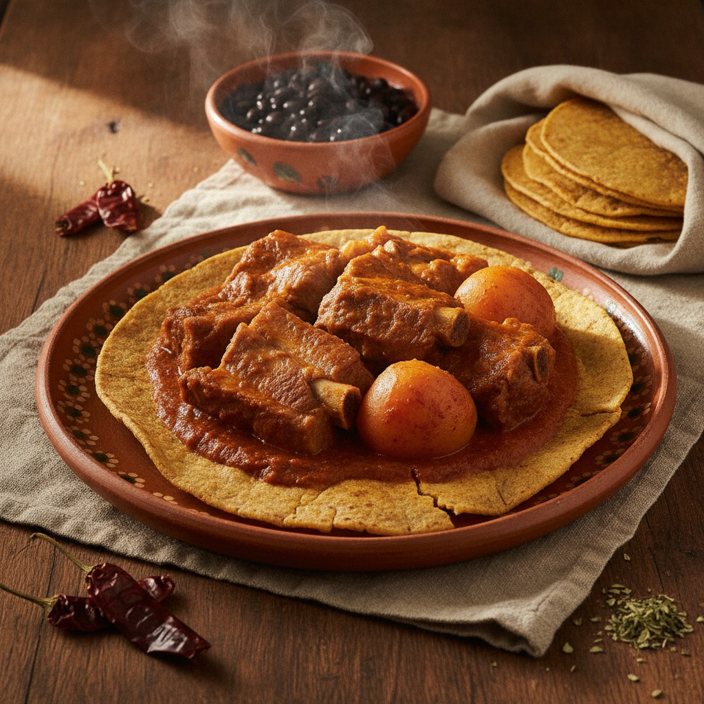 Chileajo Oaxaqueño: Pork in Guajillo-Ancho Chile-Garlic Sauce