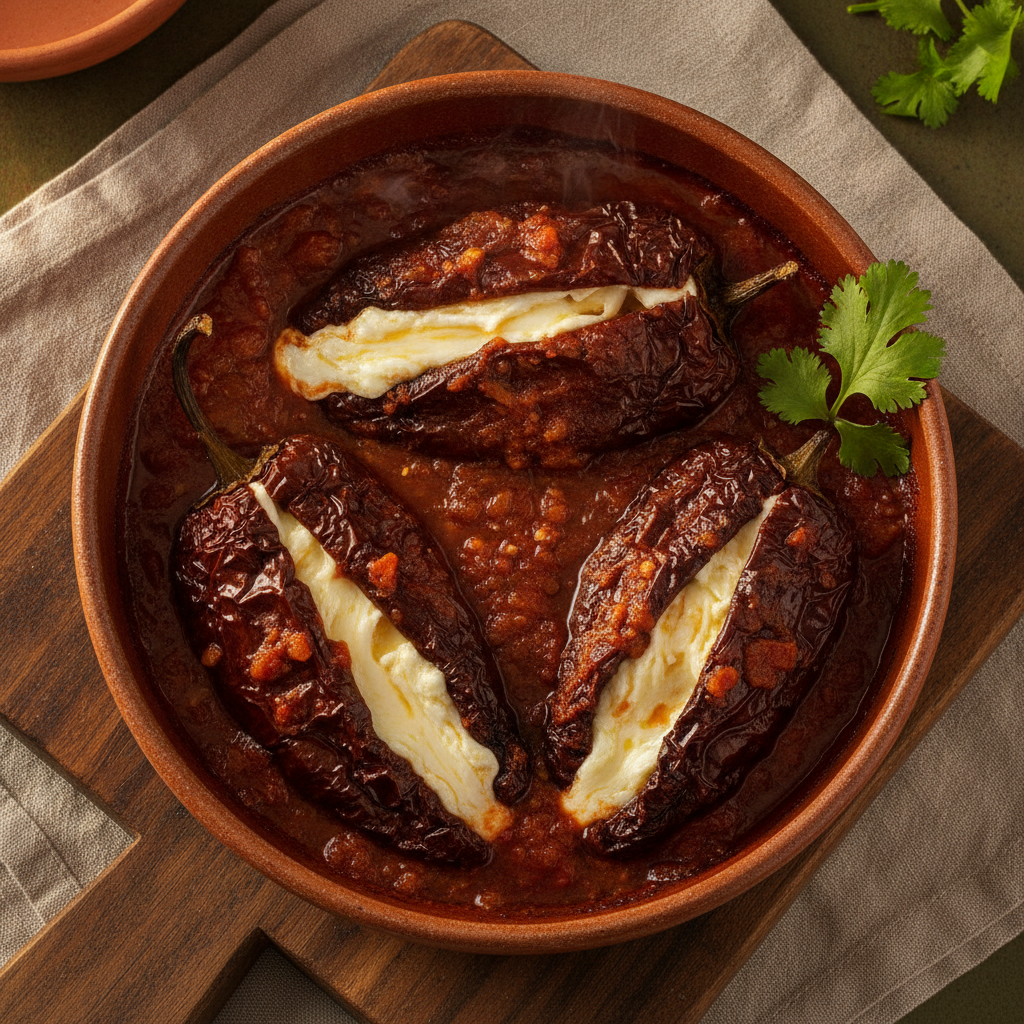 Chiles Anchos Rellenos de Queso: Smoky Dried Chile Stuffed with Melted Mexican Cheese