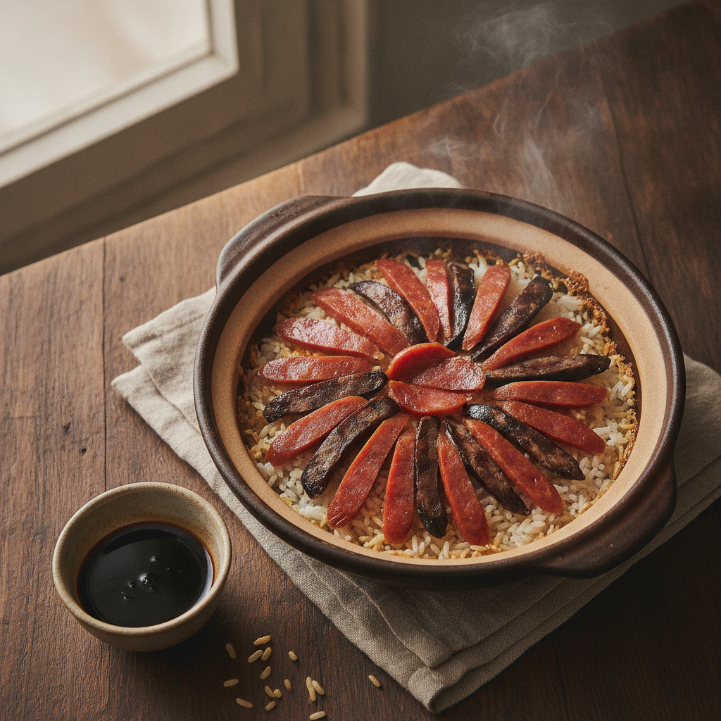 Bo Zai Fan: Cantonese Clay Pot Rice with Lap Cheong and Guoba Crust
