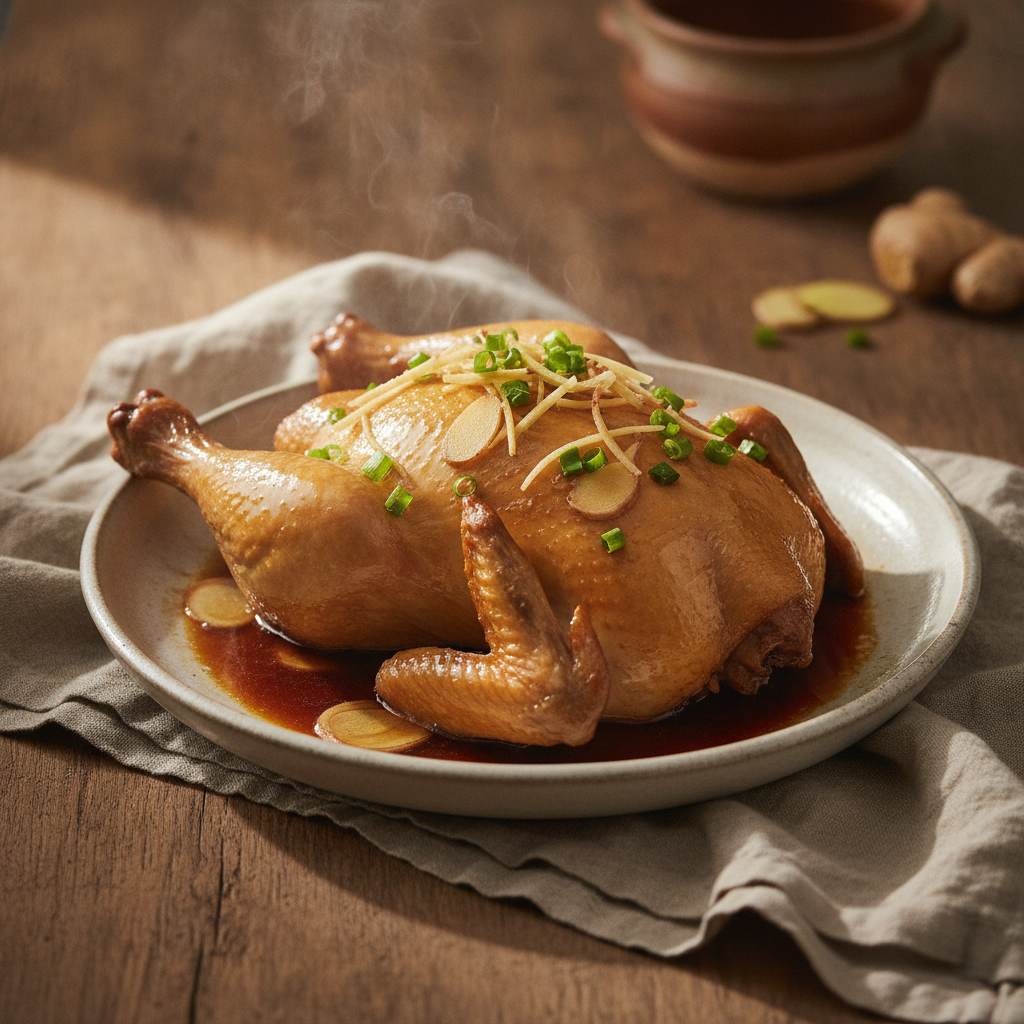 Chinese Steamed Chicken with Soy and Ginger — Cantonese Technique, Silky Results
