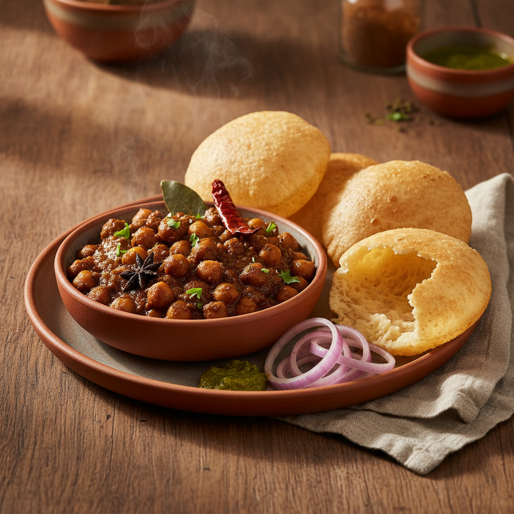 Chole Bhature: Spiced Chickpea Curry with Pillowy Fried Bread