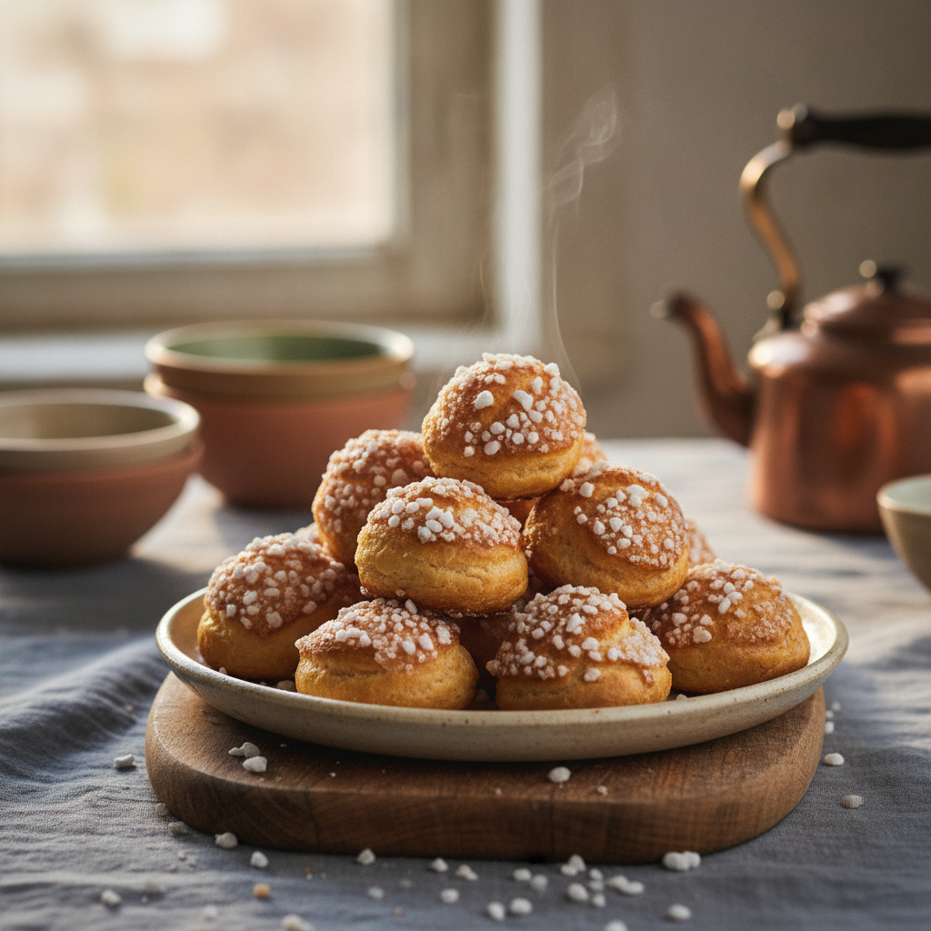 Sweet Sugar Pearl Topped Choux Puffs