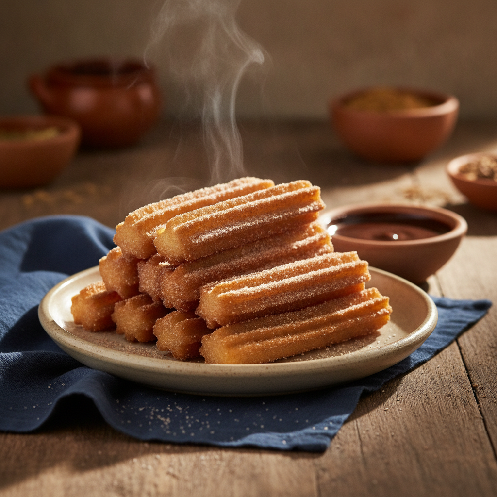 Churros: Crispy Fried Dough Pastries with Cinnamon Sugar